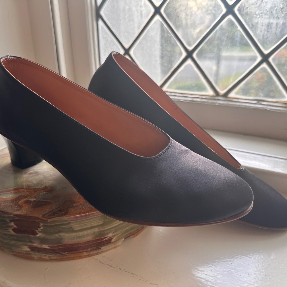 The Row Black Heels with Chunky Block Heel